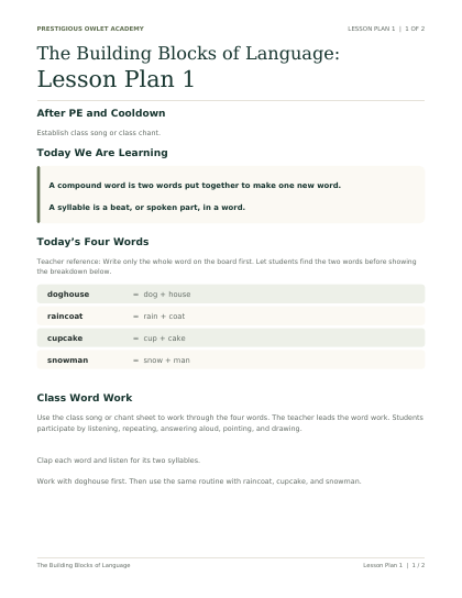 Lesson Plan 1 printable preview