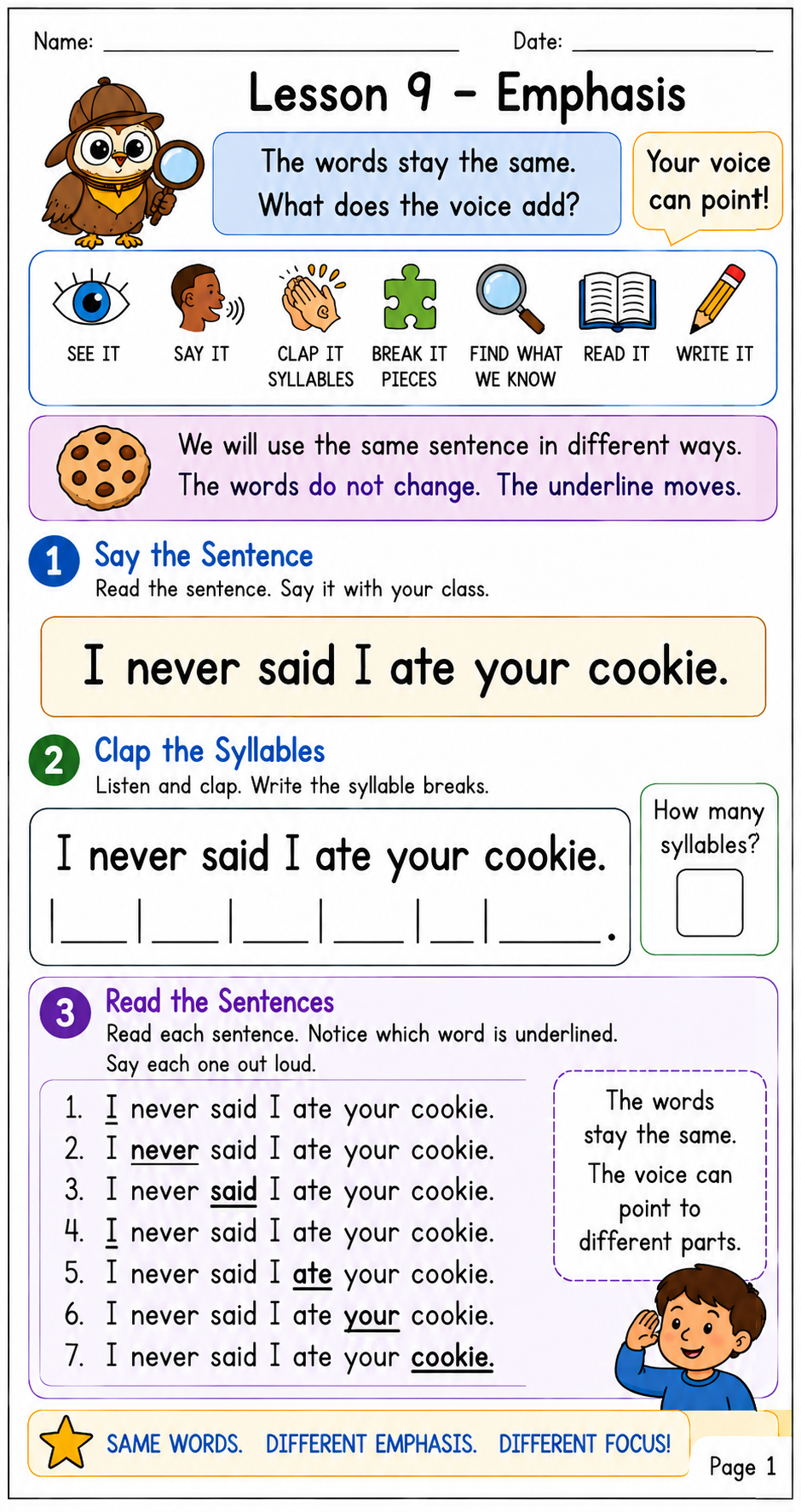 Page 1 of The Building Blocks of Language — Lesson 9B Child Packet