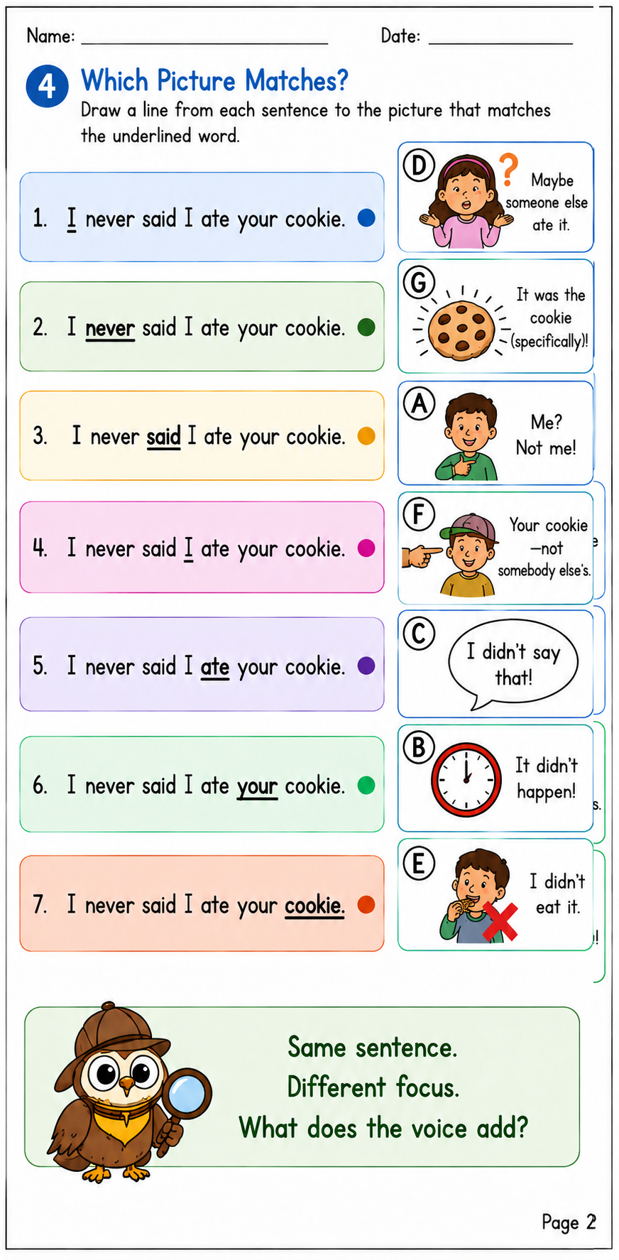 Page 2 of The Building Blocks of Language — Lesson 9B Child Packet